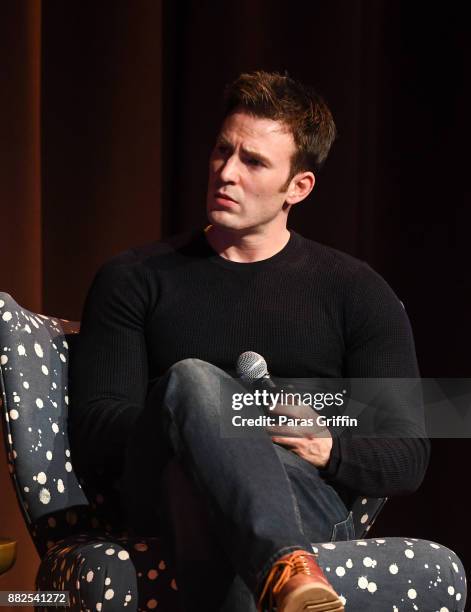 Actor Chris Evans speaks onstage at "Wind River" special screening at SCADShow on November 29, 2017 in Atlanta, Georgia.