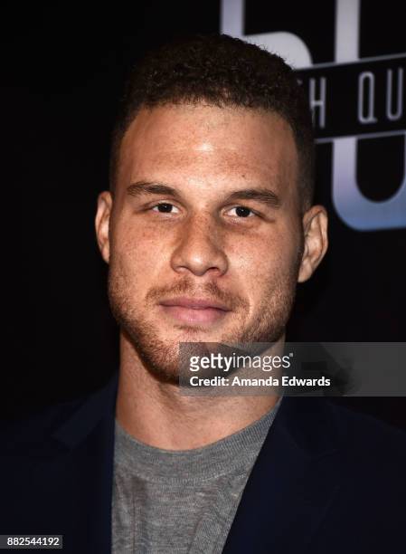 Player Blake Griffin arrives at the premiere of OBB Pictures and go90's "The 5th Quarter" at United Talent Agency on November 29, 2017 in Beverly...