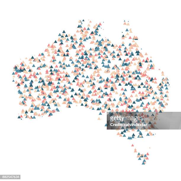 australia map built with color triangle shapes - bright victoria australia stock illustrations