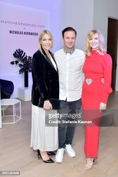 Kate Blythe, Nicholas Kirkwood and January Jones attend Nicholas Kirkwood and China Chow Host A Dinner For Matches Fashion on November 29, 2017 in...