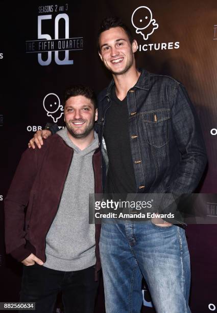 Pictures President and CEO Michael D. Ratner and NBA player Danilo Gallinari arrive at the premiere of OBB Pictures and go90's "The 5th Quarter" at...