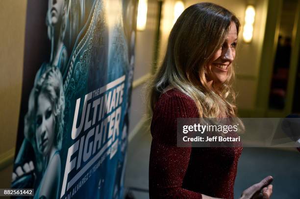 Barb Honchak interacts with the media during the TUF Finale Media Availability at Monte Carlo Conference Center on November 29, 2017 in Las Vegas,...