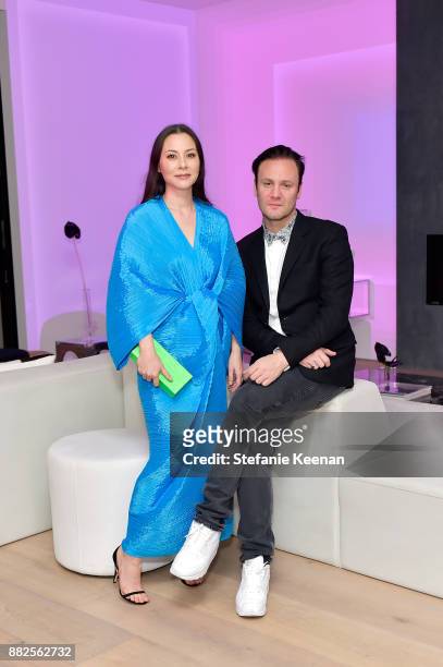 China Chow and Nicholas Kirkwood attend Nicholas Kirkwood and China Chow Host A Dinner For Matches Fashion on November 29, 2017 in Los Angeles,...