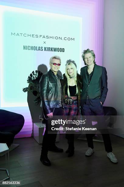 Billy Idol, Gela Nash-Taylor and John Taylor attend Nicholas Kirkwood and China Chow Host A Dinner For Matches Fashion on November 29, 2017 in Los...