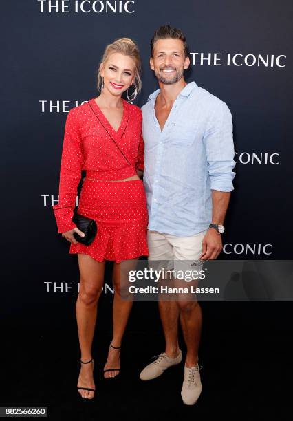 Anna Heinrich and Tim Robards arrive ahead of THE ICONIC Swim Show 2017 on November 30, 2017 in Sydney, Australia.