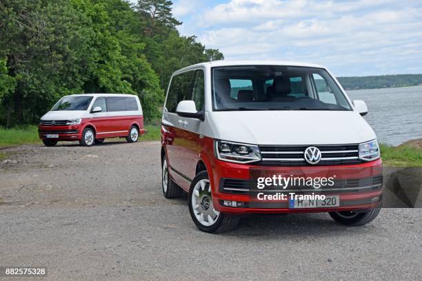 volkswagen t6 multivan vehicles - volkswagen bus stock pictures, royalty-free photos & images