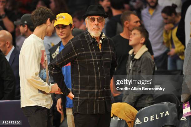 Record producer Lou Adler attends a basketball game between the Los Angeles Lakers and the Golden State Warriors at Staples Center on November 29,...