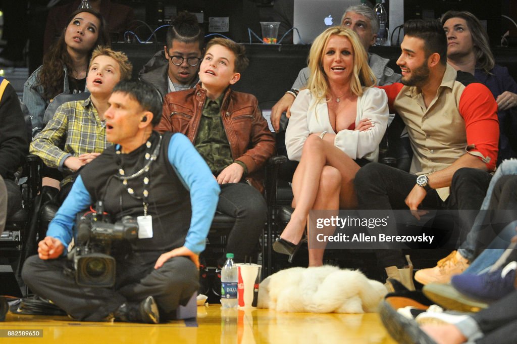Celebrities At The Los Angeles Lakers Game