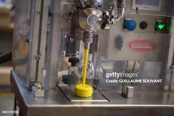 This photograph taken on November 28 shows a products in preparation at the Cléopâtre glue manufacturing plant at Ballan-Mire in central France.