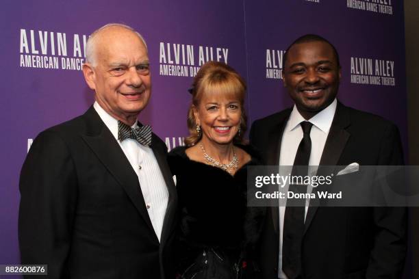 Eric J. Wallach, Daria L. Wallach and Robert Battle attend Alvin Ailey's 2017 Opening Night Gala at New York City Center on November 29, 2017 in New...