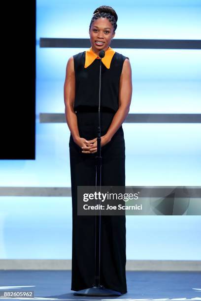 Allyson Felix is seen on stage during the 2017 Team USA Awards on November 29, 2017 in Westwood, California.