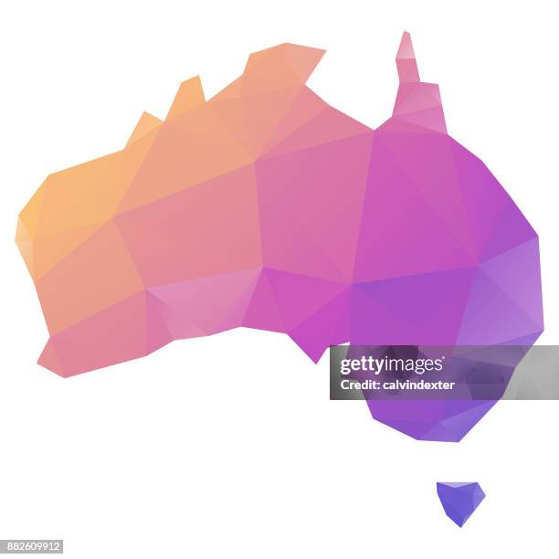 low poly modeling map of australia - map outline of australia stock illustrations