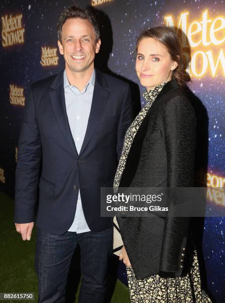 Seth Meyers and wife Alexi Ashe pose at the opening night of Steve Martin's new play "Meteor Shower" on Broadway at The Booth Theatre on November 29,...