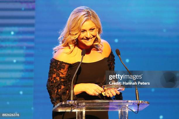 Toni Street accepts the Women's Day Peoples Choice Award during the NZ TV Awards at Sky City on November 30, 2017 in Auckland, New Zealand.