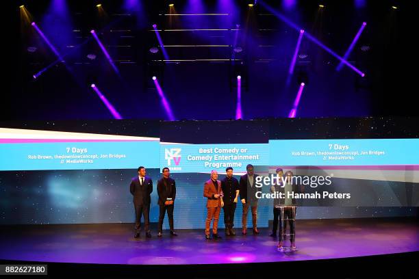 The award for Best Comedy or Comedy Entertainment Programme - 7 Days during the NZ TV Awards at Sky City on November 30, 2017 in Auckland, New...