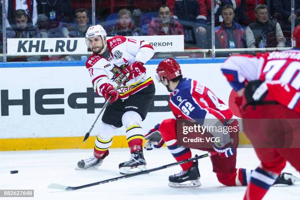 Gilbert Brule of HC Kunlun Red Star competes during the 2017/18 Kontinental Hockey League KHL Regular Season match between HC CSKA Moscow and HC...
