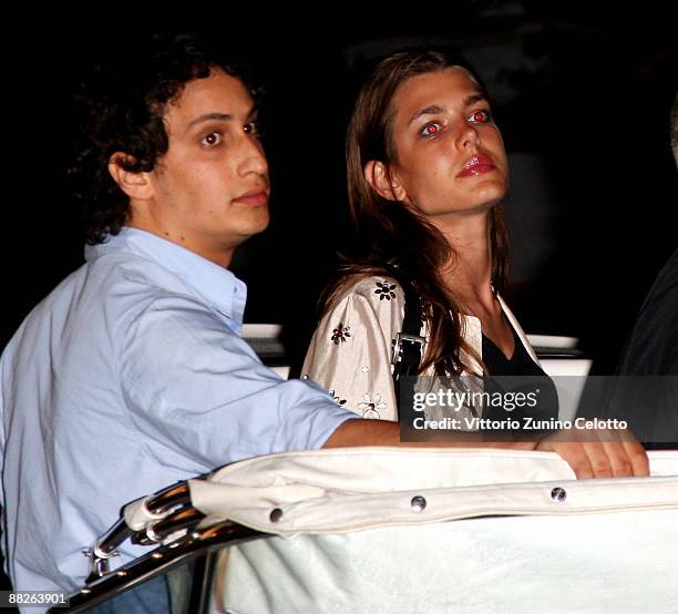 Alex Dellal and Charlotte Casiraghi attend Mapping the Studio - 'L'Uomo Vogue' Art Issue Opening Party at Palazzo Grassi on June 5, 2009 in Venice,...