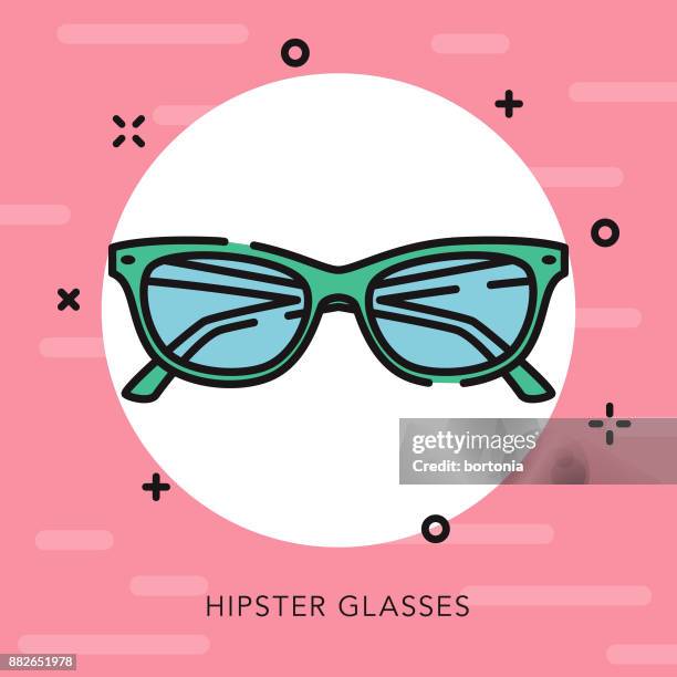 cat's eye glasses open outline graphic design icon - round eyeglasses clip art stock illustrations