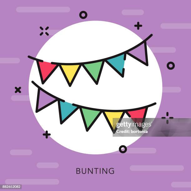 ilustrações, clipart, desenhos animados e ícones de celebrações de contorno aberto de estamenha & partes ícone - bunting