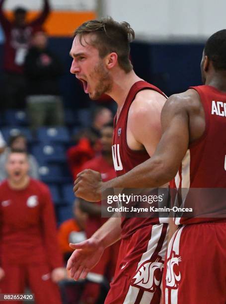 Jeff Pollard of the Washington State Cougars reacts after he was fouled after a basket in the second half of the game against the San Diego State...