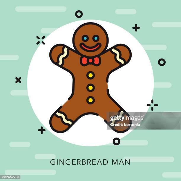 gingerbread man open outline christmas icon - cookie decorating stock illustrations