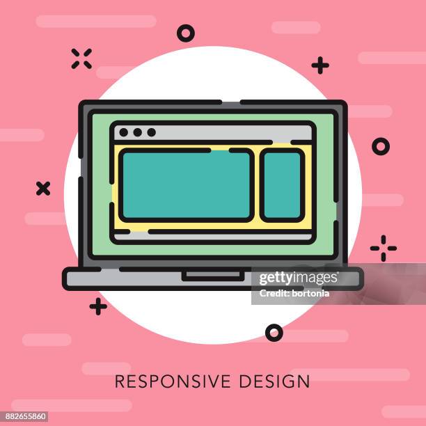 laptop open outline graphic design icon - user experience designer stock illustrations