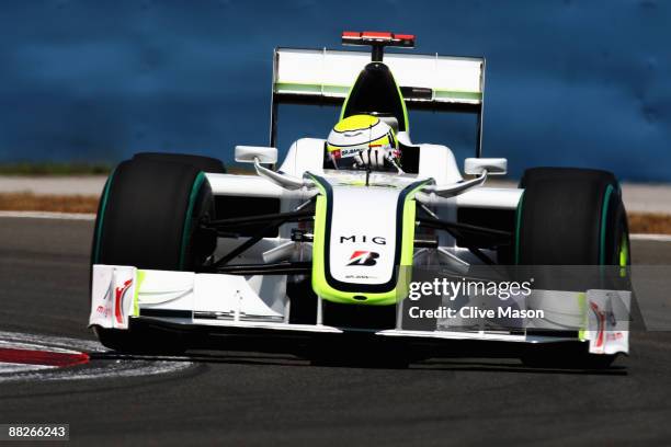 Jenson Button of Great Britain and Brawn GP drives in the final practice session prior to qualifying for the Turkish Formula One Grand Prix at...