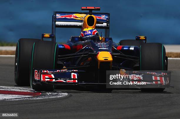 Mark Webber of Australia and Red Bull Racing drives in the final practice session prior to qualifying for the Turkish Formula One Grand Prix at...