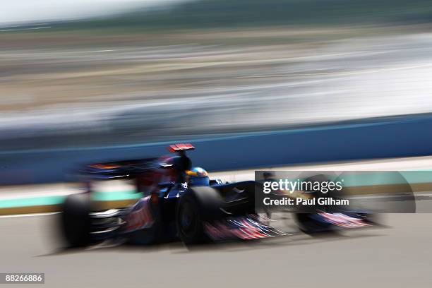 Sebastien Bourdais of France and Scuderia Toro Rosso drives in the final practice session prior to qualifying for the Turkish Formula One Grand Prix...