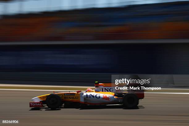 Nelson Piquet of Brazil and Renault drives in the final practice session prior to qualifying for the Turkish Formula One Grand Prix at Istanbul Park...