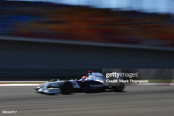 Robert Kubica of Poland and BMW Sauber drives in the final practice session prior to qualifying for the Turkish Formula One Grand Prix at Istanbul...