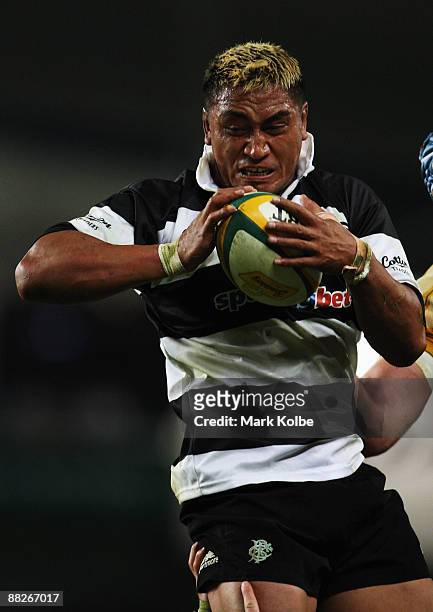 Jerry Collins of the Barbarians wins the ball in the line-out during the Nick Shehadie Cup match between the Australian Wallabies and the Barbarians...