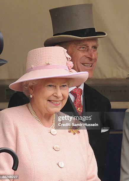 Queen Elizabeth II and Prince Philip, Duke of Edinburgh attend the Epsom Derby on June 6, 2009 in Epsom, England.