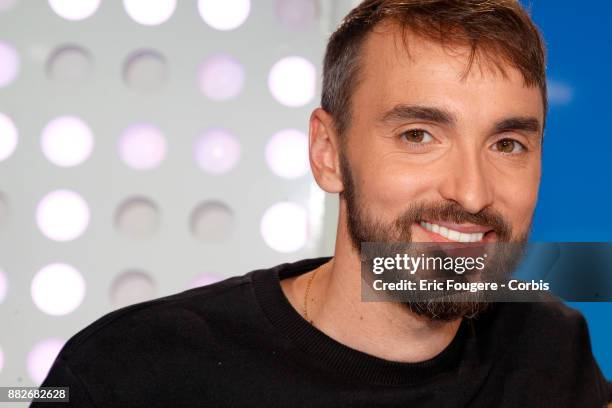 Singer Christophe Willem poses during a portrait session in Paris, France on .