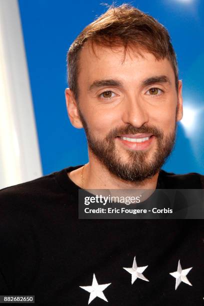 Singer Christophe Willem poses during a portrait session in Paris, France on .