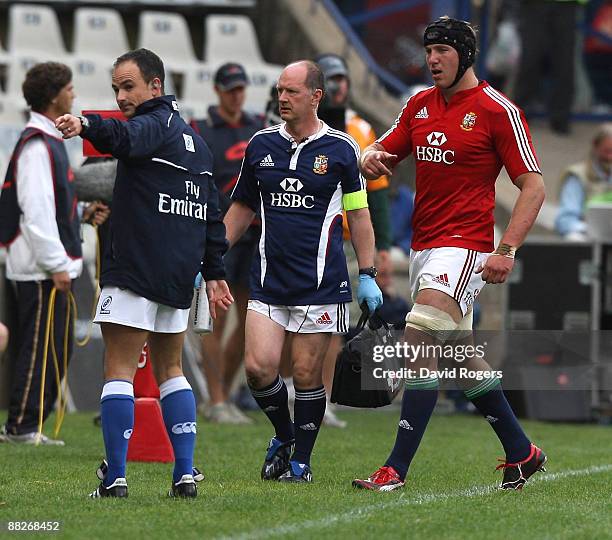 Stephen Ferris of the Lions is sin binned during the match between the Cheetahs and the British and Irish Lions on their 2009 tour of South Africa at...