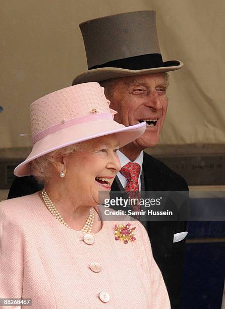 Queen Elizabeth II and Prince Philip, Duke of Edinburgh attend the Epsom Derby on June 6, 2009 in Epsom, England.