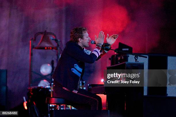 Chris Martin of Coldplay performs at the Verizon Wireless Music Center on June 5, 2009 in Noblesville, Indiana.