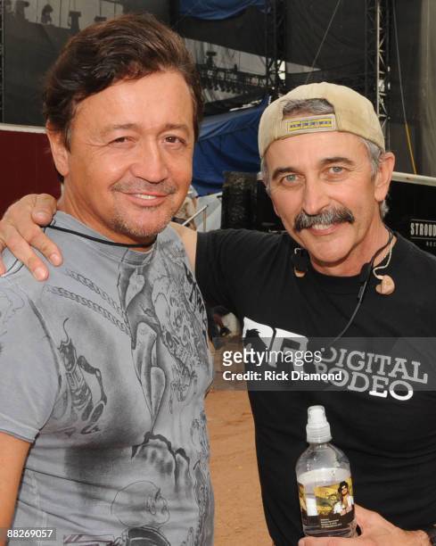 Country singers/songwriters Mark Collie and Aaron Tippin backstage at the 2009 BamaJam Music and Arts Festival on June 5, 2009 in Enterprise, Alabama.