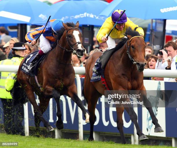 Sea The Stars ridden by Mick J. Kinane wins The Investec Derby at Epsom Racecourse on June 6, 2009 in Epsom, England.