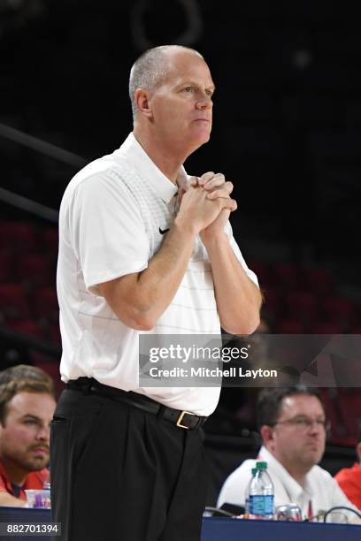 Head coach Tad Boyle of the Colorado Buffaloes looks on during the quarterfinals of the Paradise Jam college basketball tournament against the...