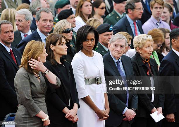 British First Lady Sarah Brown, French First Lady Carla Bruni-Sarkozy, US First Lady Michelle Obama and US President Barack Obama's uncle Charlie...