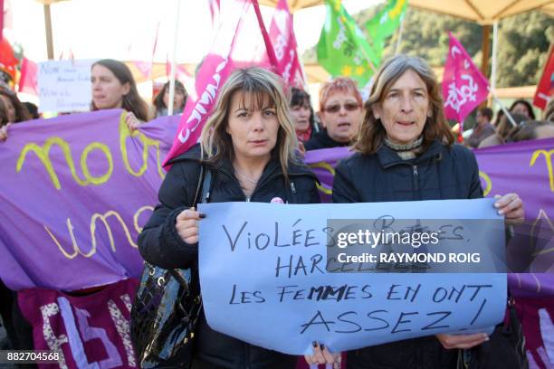 Several hundreds of people, mostly women demonstrate against prostitution as part of the international day for the Elimination of violence against...