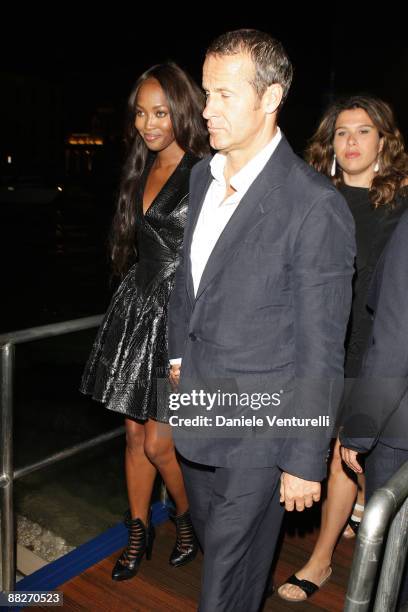 Naomi Campbell and Vladislav Doronin attend the Mapping The Studio - 'L'Uomo Vogue' Art Issue Opening Party at the Palazzo Grassi during the 53rd...