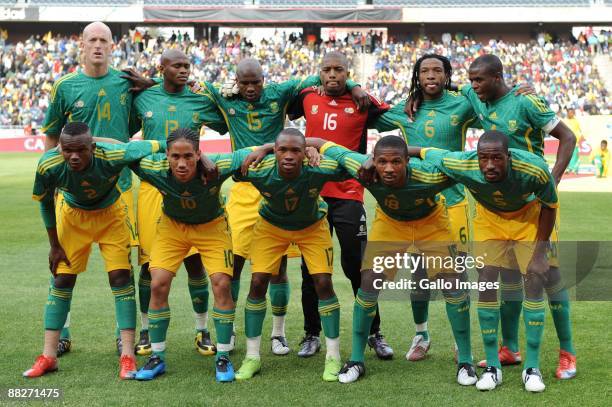 The South Africa national football team pose for a group photo before the Confederation Cup match between South Africa and Poland at Orlando Stadium...