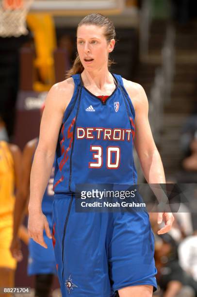 Katie Smith of the Detroit Shock looks on against the Los Angeles Sparks on June 6, 2009 at Staples Center in Los Angeles, California. NOTE TO USER:...