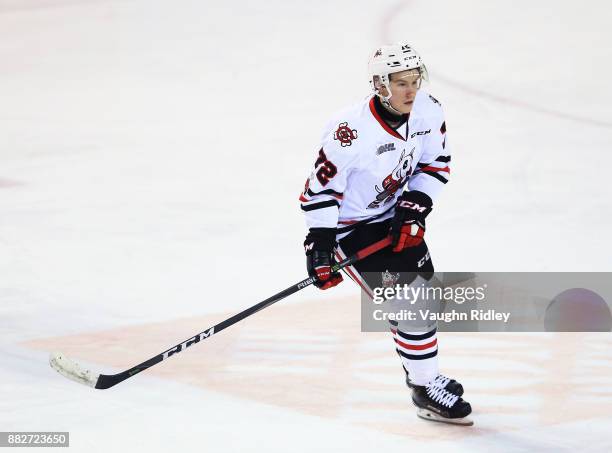 Bradley Johnson of the Niagara IceDogs skates during an OHL game against the Ottawa 67's at the Meridian Centre on November 24, 2017 in St...