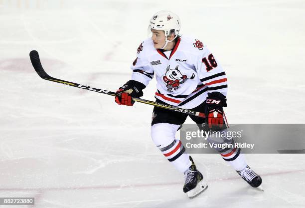 Danial Singer of the Niagara IceDogs skates during an OHL game against the Ottawa 67's at the Meridian Centre on November 24, 2017 in St Catharines,...