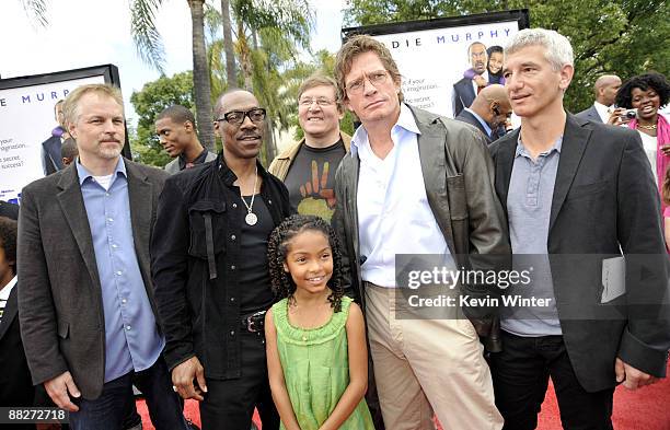 Director Karey Kirkpatrick, actors Eddie Murphy, Yara Shahidi, producer Lorenzo di Bonaventura, actor Thomas Haden Church and producer Ed Solomon...