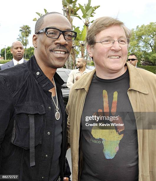 Actor Eddie Murphy and producer Lorenzo di Bonaventura pose at the premiere of Paramount Pictures & Nickelodeon's "Imagine That" at Paramount Studios...